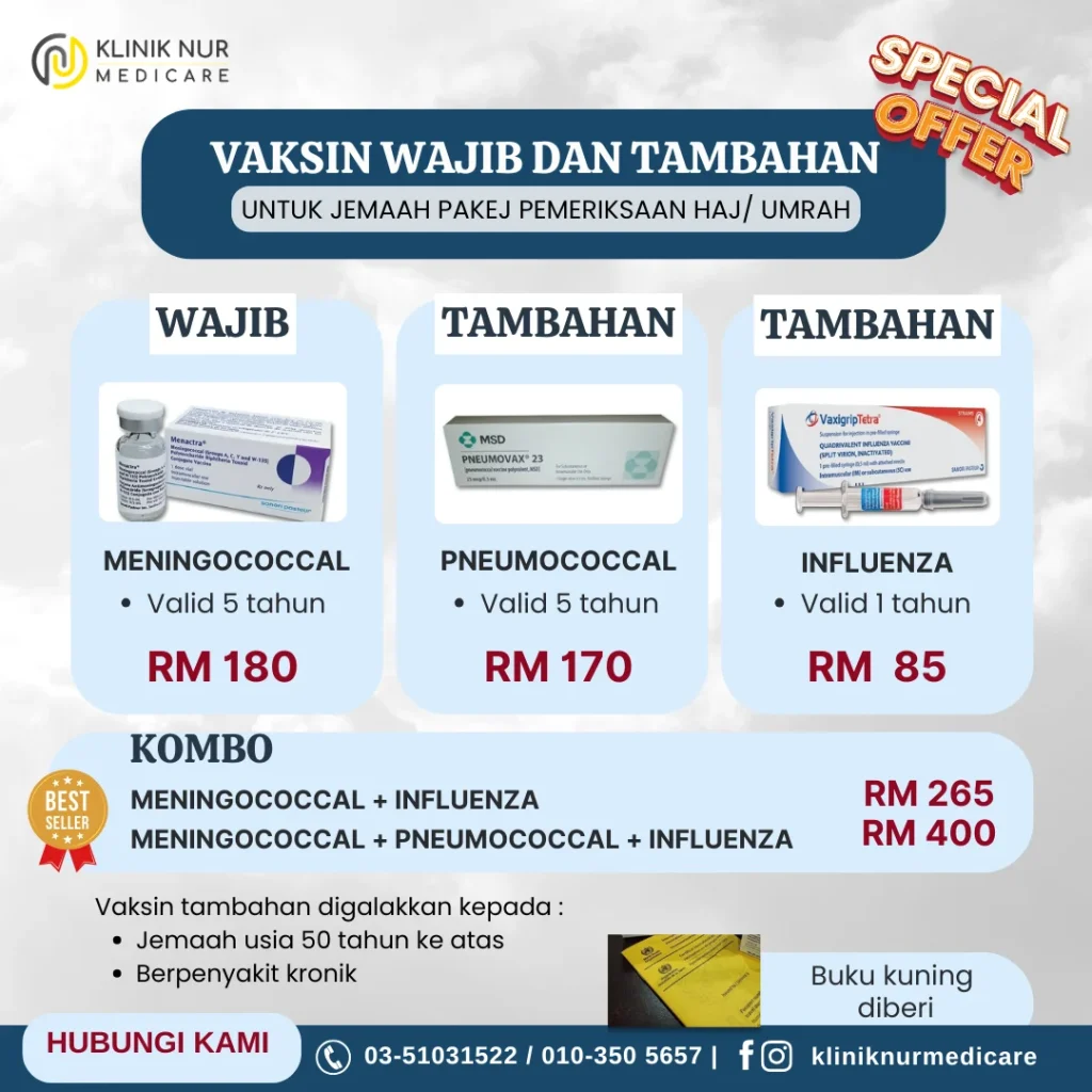klinik nur Medicare vaccine umrah haji