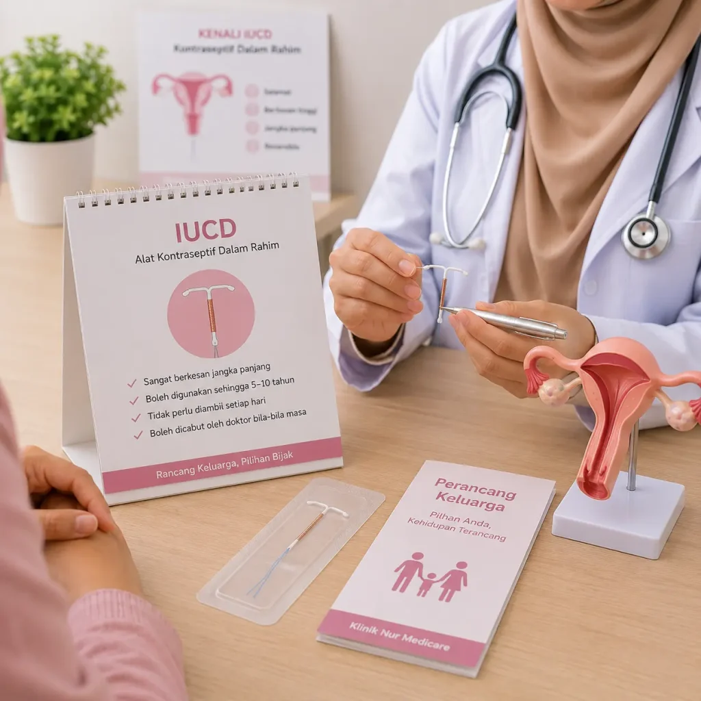 IUCD alat kontraseptif dalam rahim untuk perancang keluarga di Klinik Nur Medicare Subang Jaya