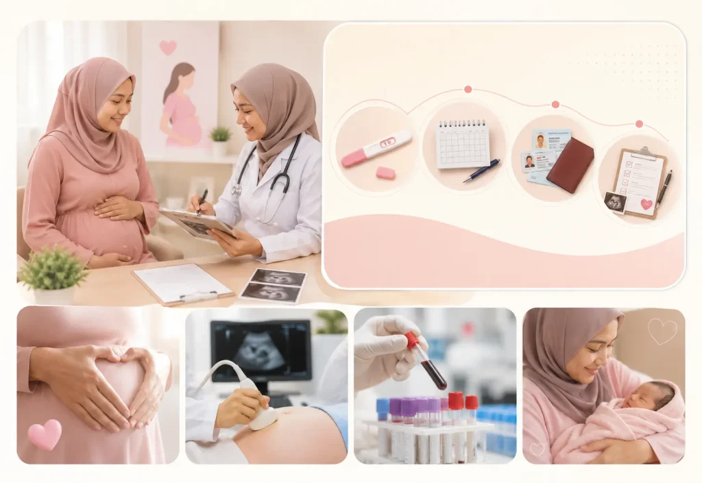 Pemeriksaan kehamilan Buku Pink termasuk scan bayi ujian darah urine test dan konsultasi doktor wanita di Klinik Nur Medicare Subang Jaya