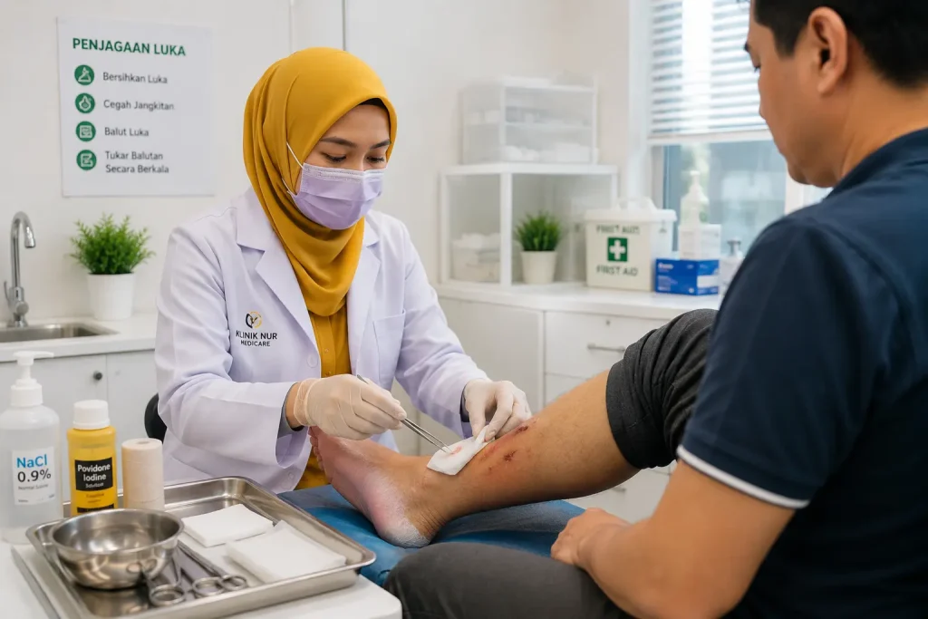Penjagaan luka ringan di Klinik Nur Medicare Pinggiran USJ