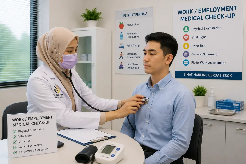 Work employment medical check-up untuk pemeriksaan pra-pekerjaan di Klinik Nur Medicare Pinggiran USJ