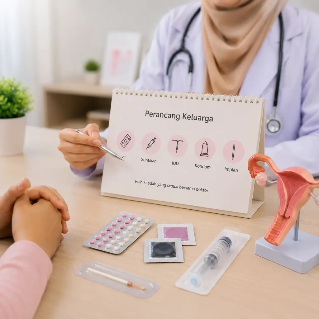 Konsultasi perancang keluarga bersama doktor wanita di Klinik Nur Medicare Pinggiran USJ Subang Jaya