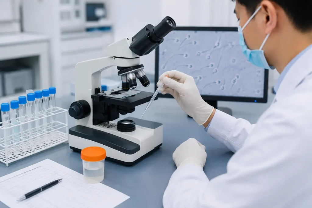 Semen analysis untuk ujian kehamilan lelaki dan penilaian kualiti sperma di Klinik Nur Medicare Pinggiran USJ