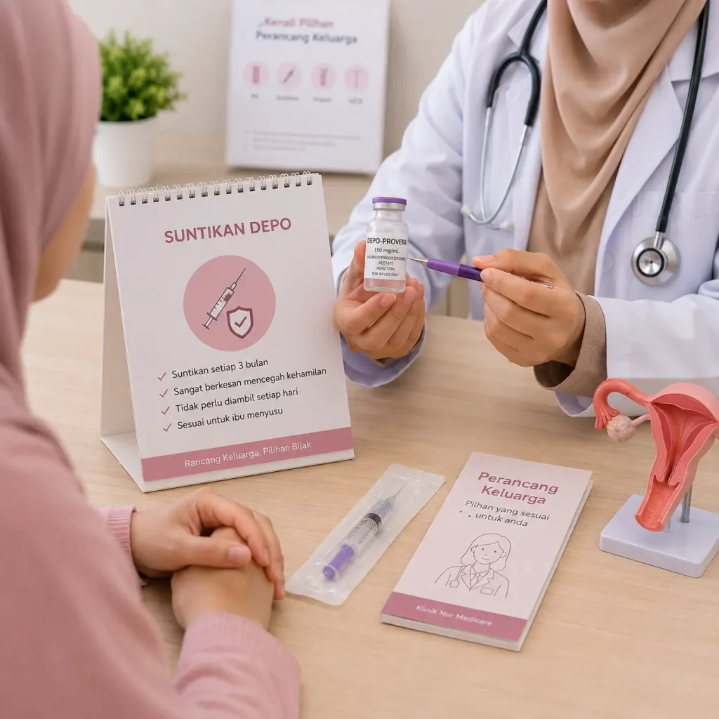 Suntikan Depo perancang keluarga setiap 3 bulan di Klinik Nur Medicare Subang Jaya