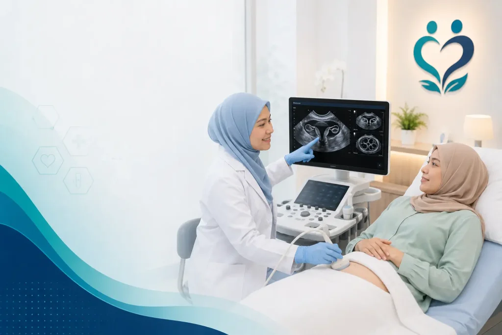 Ultrasound wanita untuk penilaian rahim ovari folikel dan ovulasi di Klinik Nur Medicare Subang Jaya
